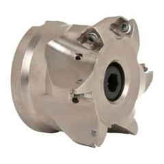 Seco - 6 Inserts, 2.28" Cutter Diam, 0.1" Max Depth of Cut, Indexable High-Feed Face Mill - 1" Arbor Hole Diam, 0.38" Keyway Width, 2" High, R220.21 Toolholder, 218.19-160.. Inserts, Series R220.21 - Exact Tooling