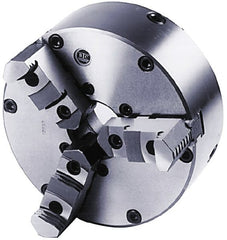 BTC - 3 Jaws, 12" Diam, Self Centering Manual Lathe Chuck - Plain Back Mount Spindle, Adjustable, Reversible, 2,200 Max RPM, 3.268" Through Hole Diam, Cast Iron - Exact Tooling