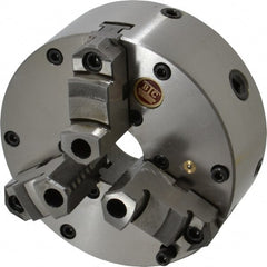 BTC - 3 Jaws, 6" Diam, Self Centering Manual Lathe Chuck - Plain Back Mount Spindle, Adjustable, Reversible, 3,400 Max RPM, 1.535" Through Hole Diam, Cast Iron - Exact Tooling