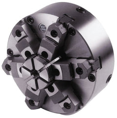 BTC - 6 Jaws, 6" Diam, Self Centering Manual Lathe Chuck - Plain Back Mount Spindle, Adjustable, Reversible, 2,500 Max RPM, 1.535" Through Hole Diam, Cast Iron - Exact Tooling