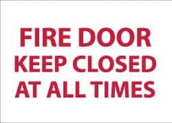 NMC - Fire Door - Keep Closed at All Times, Pressure Sensitive Vinyl Fire Sign - 14" Wide x 10" High, Glow-in-the-Dark - Exact Tooling