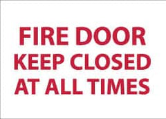 NMC - Fire Door - Keep Closed at All Times, Pressure Sensitive Vinyl Fire Sign - 14" Wide x 10" High, Glow-in-the-Dark - Exact Tooling