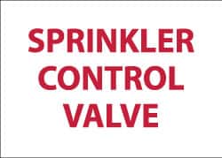 NMC - Sprinkler Control Valve, Pressure Sensitive Vinyl Fire Sign - 14" Wide x 10" High, Glow-in-the-Dark - Exact Tooling
