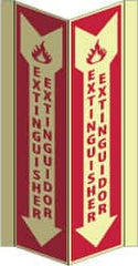 NMC - Extinguisher, Acrylic Fire Sign - 8-3/4" Wide x 16" High, English/Spanish, Glow-in-the-Dark - Exact Tooling