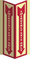 NMC - Emergency Exit Only, Acrylic Exit Sign - 8-3/4" Wide x 16" High, Glow-in-the-Dark - Exact Tooling