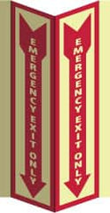 NMC - Emergency Exit Only, Acrylic Exit Sign - 8-3/4" Wide x 16" High, Glow-in-the-Dark - Exact Tooling