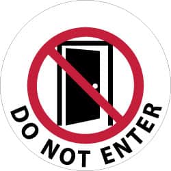 NMC - Do Not Enter, Anti-Skid Pressure-Sensitive Vinyl Floor Sign - Round, Black & Red on White, Adhesive Backed, For Security & Admittance - Exact Tooling