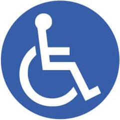 NMC - Anti-Skid Pressure-Sensitive Vinyl Floor Sign - Round, White on Blue, Adhesive Backed, For Restroom, Janitorial & Housekeeping - Exact Tooling