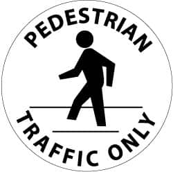 NMC - Pedestrian Traffic Only, Anti-Skid Pressure-Sensitive Vinyl Floor Sign - Round, Black on White, Adhesive Backed, For Accident Prevention - Exact Tooling