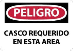 NMC - "Peligro - Casco Requerido en Esta Area", 10" Long x 14" Wide, Rigid Plastic Safety Sign - Rectangle, 0.05" Thick, Use for Accident Prevention - Exact Tooling