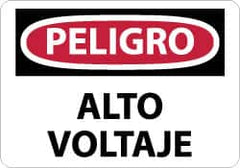 NMC - "Peligro - Alto Voltaje", 10" Long x 14" Wide, Pressure-Sensitive Vinyl Safety Sign - Rectangle, 0.004" Thick, Use for Workplace/Safety - Exact Tooling