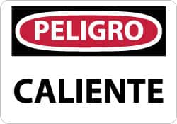 NMC - "Peligro - Caliente", 10" Long x 14" Wide, Rigid Plastic Safety Sign - Rectangle, 0.05" Thick, Use for Workplace/Safety - Exact Tooling