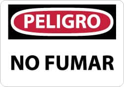 NMC - "Peligro - No Fumar", 10" Long x 14" Wide, Pressure-Sensitive Vinyl Safety Sign - Rectangle, 0.004" Thick, Use for Smoking Regulations - Exact Tooling