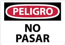NMC - "Peligro - No Pasar", 10" Long x 14" Wide, Rigid Plastic Safety Sign - Rectangle, 0.05" Thick, Use for Security & Admittance - Exact Tooling