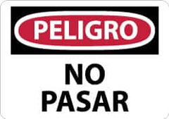NMC - "Peligro - No Pasar", 10" Long x 14" Wide, Pressure-Sensitive Vinyl Safety Sign - Rectangle, 0.004" Thick, Use for Security & Admittance - Exact Tooling