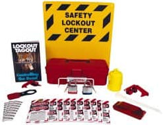 NMC - 1 Piece, Empty Tag and Padlock / Hasp Station - 14 Inch Wide x 16 Inch High, Black on Yellow - Exact Tooling