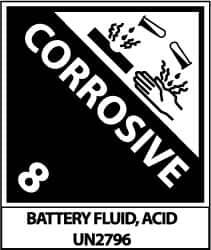 NMC - Corrosive 8 Battery Fluid, Acid Un2796 Shipping Label - 4-3/4" High x 4" Wide - Exact Tooling