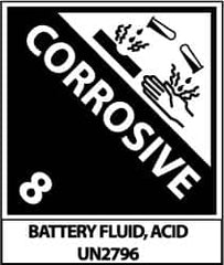 NMC - Corrosive 8 Battery Fluid, Acid Un2796 Shipping Label - 4-3/4" High x 4" Wide - Exact Tooling