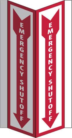 NMC - "Emergency Shut-Off", 16" Long x 8-3/4" Wide, Rigid Plastic Safety Sign - Rectangle, 0.125" Thick, Use for Accident Prevention - Exact Tooling