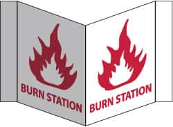 NMC - "Burn Station", 8" Long x 14-1/2" Wide, Rigid Plastic Safety Sign - Rectangle, 0.125" Thick, Use for First Aid - Exact Tooling