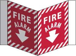 NMC - Fire Alarm, Acrylic Fire Sign - 8-3/4" Wide x 5-3/4" High - Exact Tooling