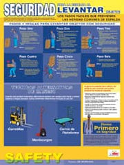 NMC - 18" Wide x 24" High Laminated Paper Back Lifting Information Poster - Spanish - Exact Tooling