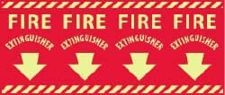NMC - Fire Extinguisher, Pressure Sensitive Vinyl Fire Sign - 24" Wide x 12" High, Glow-in-the-Dark - Exact Tooling