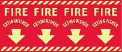 NMC - Fire Extinguisher, Pressure Sensitive Vinyl Fire Sign - 24" Wide x 12" High, Glow-in-the-Dark - Exact Tooling