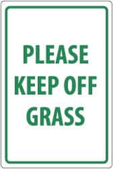 NMC - "Please Keep Off Grass", 18" Long x 12" Wide, Rigid Plastic Safety Sign - Rectangle, 0.05" Thick, Use for Security & Admittance - Exact Tooling