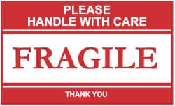 NMC - Please Handle with Care - Fragile - Thank You Shipping Label - 2-1/2" High x 4" Wide - Exact Tooling