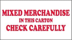 NMC - Mixed Merchandise in This Carton - Check Carefully Shipping Label - 2-1/4" High x 4" Wide - Exact Tooling