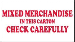 NMC - Mixed Merchandise in This Carton - Check Carefully Shipping Label - 2-1/4" High x 4" Wide - Exact Tooling