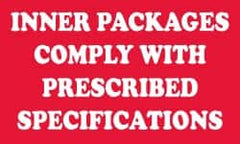 NMC - Inner Packages Comply with Prescribed Specifications DOT Shipping Label - 3" High x 5" Wide - Exact Tooling