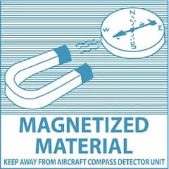 NMC - Magnetized Material - Keep Away From Aircraft Compass Detector Unit DOT Shipping Label - 4" High x 4" Wide - Exact Tooling