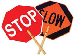 NMC - "Stop", 18" Wide x 18" High, Aluminum Stop & Yield Signs - Octagon, Handheld Mount - Exact Tooling
