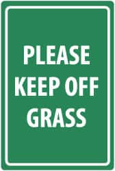 NMC - "Please Keep Off Grass", 18" Long x 12" Wide, Rigid Plastic Safety Sign - Rectangle, 0.05" Thick, Use for Security & Admittance - Exact Tooling