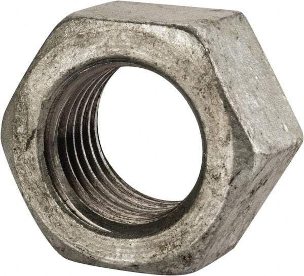 Value Collection - 1-1/4 - 7 UNC Steel Right Hand Hex Nut - 1-7/8" Across Flats, 1-1/16" High, Hot Dipped Galvanized Finish - Exact Tooling
