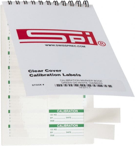 SPI - Calibration Label - Legend: Calibration, English, Green & White, 1-3/4" Long x 5/8" High, No Coating - Exact Tooling