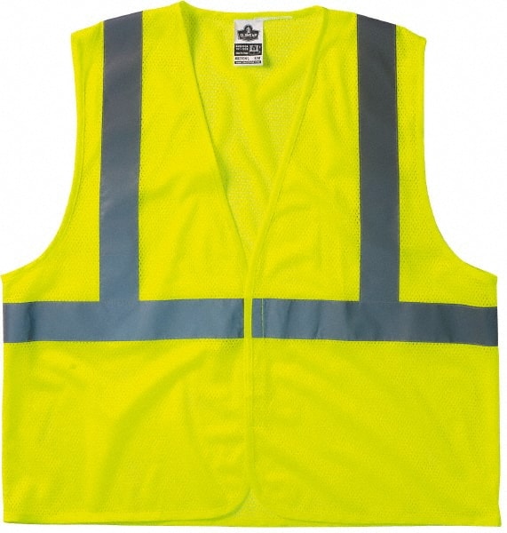 Ergodyne - Size S/M High Visibility Lime Mesh General Purpose Vest - 36 to 44" Chest, ANSI/ISEA 107, Hook & Loop Closure, 1 Pocket, Polyester - Exact Tooling