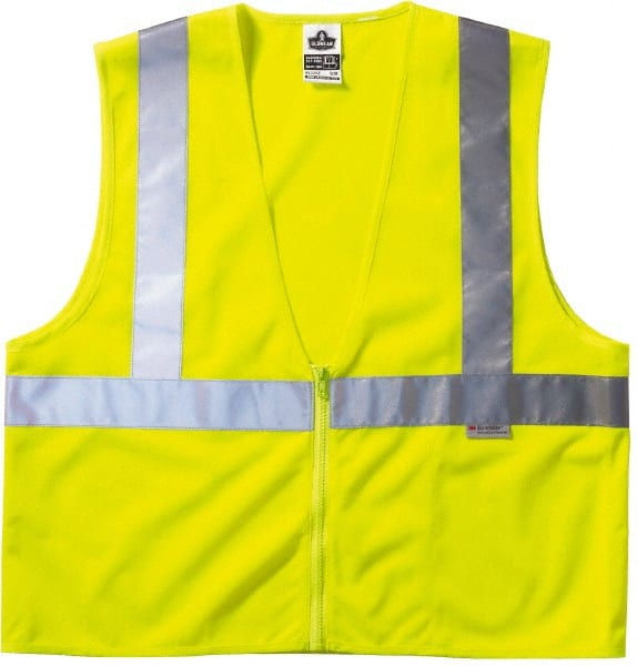 Ergodyne - Size L/XL High Visibility Lime Mesh General Purpose Vest - 44 to 52" Chest, ANSI/ISEA 107, Zipper Closure, 3 Pockets, Polyester - Exact Tooling