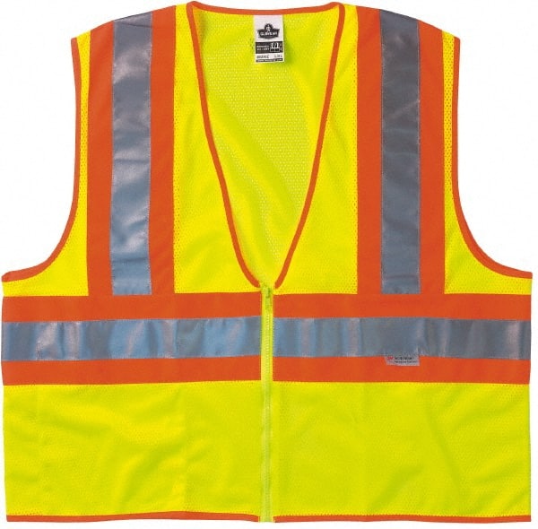 Ergodyne - Size S/M High Visibility Lime Mesh General Purpose Vest - 36 to 44" Chest, ANSI/ISEA 107, Zipper Closure, 1 Pocket, Polyester - Exact Tooling