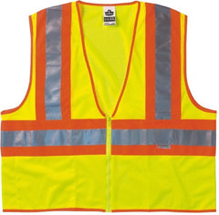 Ergodyne - Size L/XL High Visibility Lime Mesh General Purpose Vest - 44 to 52" Chest, ANSI/ISEA 107, Zipper Closure, 1 Pocket, Polyester - Exact Tooling