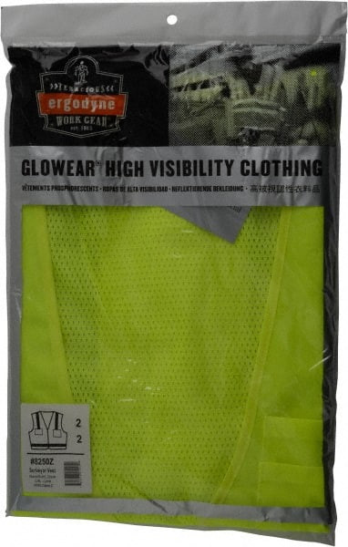 Ergodyne - Size L/XL High Visibility Lime Mesh/Solid Surveyor's Vest - 44 to 52" Chest, ANSI/ISEA 107, Zipper Closure, 6 Pockets, Polyester - Exact Tooling