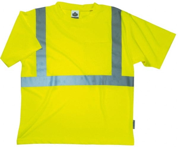 Ergodyne - Size S, Lime, High Visibility, Short Sleeve T-Pocket, - 34 to 36" Chest, 1 Pocket, Polyester - Exact Tooling