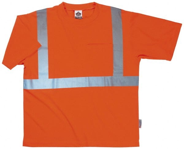 Ergodyne - Size S, Orange, High Visibility, Short Sleeve T-Pocket, - 34 to 36" Chest, 1 Pocket, Polyester - Exact Tooling