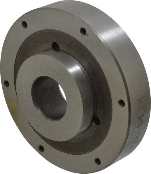 Buck Chuck Company - Adapter Back Plate for 6" Diam Self Centering Lathe Chucks - D1-4 Mount, 1-1/2" Through Hole Diam, 3.109mm ID, 5.88" OD, 1.166" Flange Height, Steel - Exact Tooling