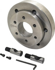 Buck Chuck Company - Adapter Back Plate for 10" Diam Self Centering Lathe Chucks - D1-8 Mount, 3.03" Through Hole Diam, 6.344mm ID, 8.03" OD, 1.566" Flange Height, Steel - Exact Tooling