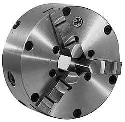 Kalamazoo - 4" Chuck Diam, 3 Jaw Universal Chuck - 5C Compatible Collet Series, Steel, Use with Universal Indexers - Exact Tooling