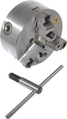 Bison - 3 Jaws, 6" Diam, Self Centering Manual Lathe Chuck - D1-4 Mount Spindle, Reversible, 4,500 Max RPM, 1.6535" Through Hole Diam, 0.0008" Axial Runout, 0.0012" Radial Runout, Forged Steel - Exact Tooling