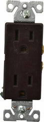 Cooper Wiring Devices - 125 VAC, 15 Amp, 5-15R NEMA Configuration, Brown, Industrial Grade, Self Grounding Duplex Receptacle - 1 Phase, 2 Poles, 3 Wire, Flush Mount, Chemical and Impact Resistant - Exact Tooling